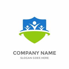 People Happiness Group Team Shield Document Library Education Literature Business Company Stock Vector Logo Design Template 