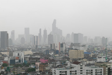 bangkok city building in the raining day