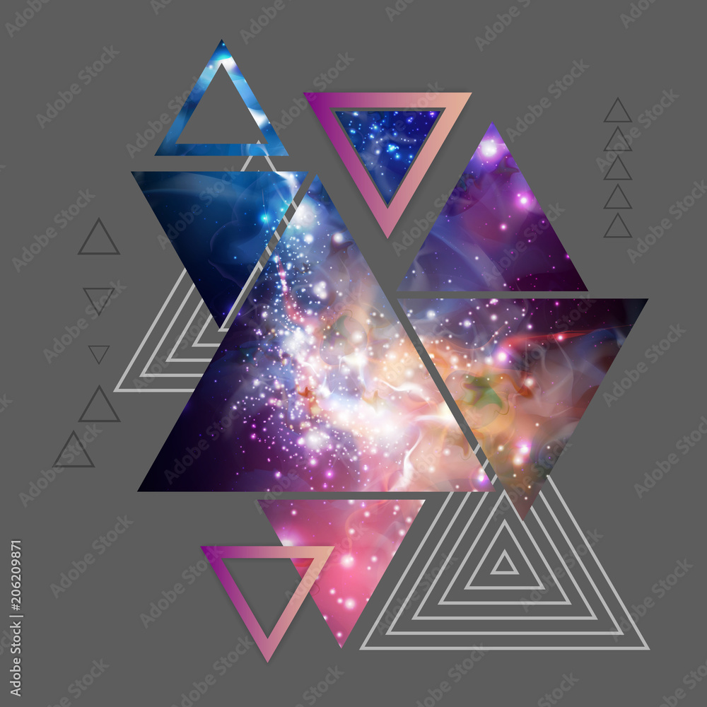 Wall mural abstract hipster polygonal triangle background with open space inside.