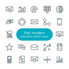Modern Simple Set of business, charts, mobile, email Vector outline Icons. Contains such Icons as  investment,  internet,  computer,  update and more on white background. Fully Editable. Pixel Perfect