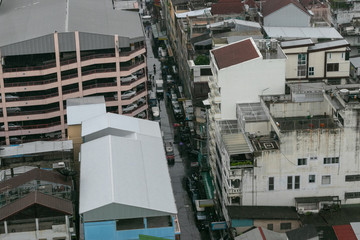bangkok city building in the raining day