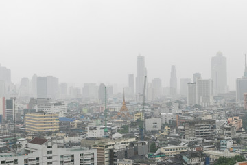 bangkok city building in the raining day