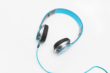 Light blue headphone on white background, isolated