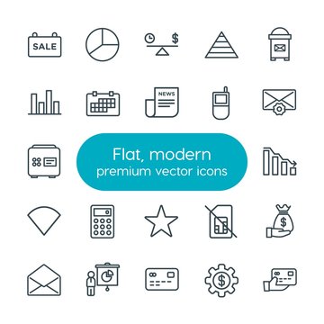 Modern Simple Set of business, charts, mobile, email Vector outline Icons. Contains such Icons as  bar,  pyramid,  data,  target,  decrease and more on white background. Fully Editable. Pixel Perfect
