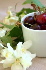 cherry in the cup on the table