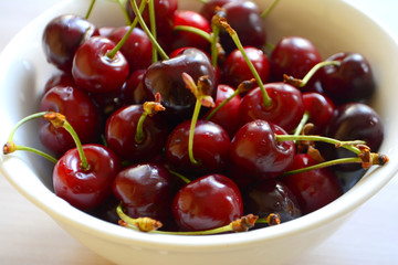 cherries in a plate on the table