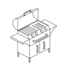 Electric or gas grill on three legs. Modern icon in isometric view.Vector illustration for mobile phones, apps, posters and flyers.