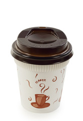 White and brown coffee paper cup isolated with clipping path.