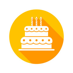 Birthday cake flat icon vector