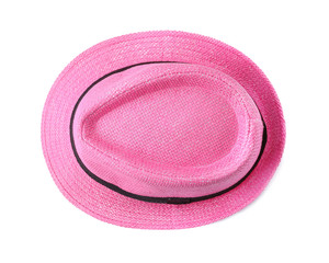 Summer hat on white background. Beach object