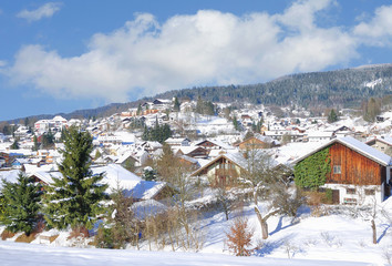 Fototapeta na wymiar der winterliche Urlaubsort Bodenmais im Bayerischen Wald,Niederbayern,Deutschland
