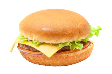 Cheesburger with lettuce salad