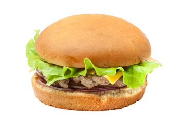 Cheesburger with lettuce salad