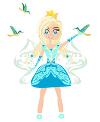 Fototapeta na wymiar Cute fairy princess - isolated illustration