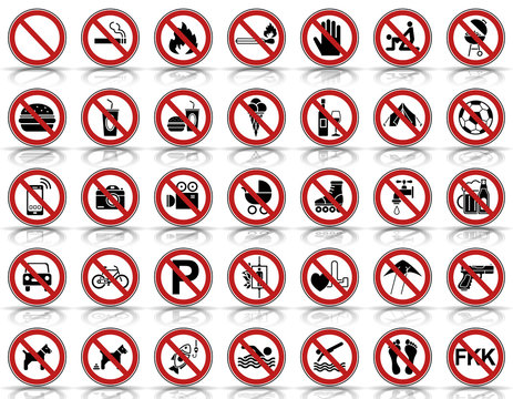 35 Verbots- & Warnschilder (in Rot)