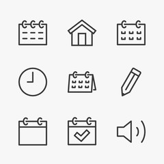 Set calendar Line icon stock vector illustration. Editable Stroke. 100x100 Pixel Perfect