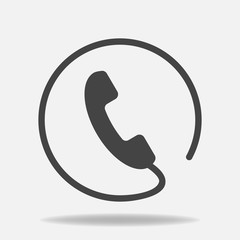 Phone vector icon on flat style. Handset with shadow. Easy editing of illustration.