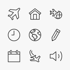 Set aircraft Line icon stock vector illustration. Editable Stroke. 100x100 Pixel Perfect