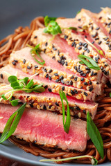 Buckwheat soba noodles with tuna