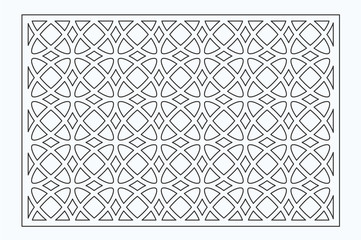 Set decorative card for cutting laser or plotter. Arabic Geometric pattern. Laser cut. Ratio 1:1, 1:2. Vector illustration.