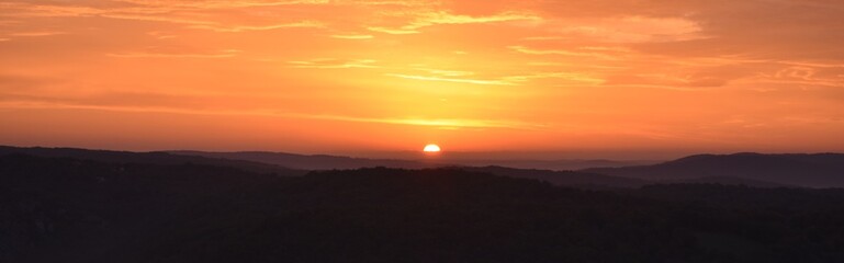 panorama of a sunset in the mountains