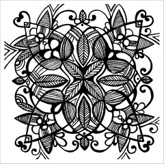 Square ornament drawing by hand. Ethnic Texture.