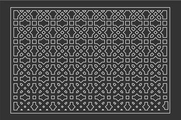 Decorative card for cutting laser or plotter. Arab panel pattern. Laser cut. Ratio 2:3. Vector illustration.