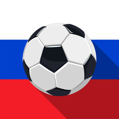Fototapeta premium Soccer Ball On Russian Flag Background