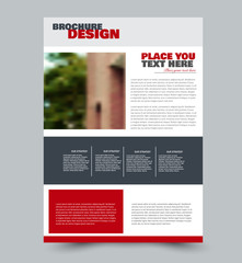 Red flyer vector design template set. Business brochure. Annual report or magazine cover.