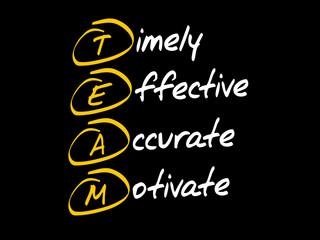 Obraz premium TEAM - Timely, Effective, Accurate, Motivate, acronym business concept