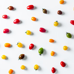 food pattern of colorful small tomatoes and salad. background Cr