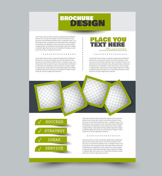Green flyer vector design template set. Business brochure. Annual report or magazine cover.