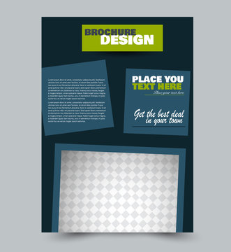 Blue and green flyer vector design template set. Business brochure. Annual report or magazine cover.