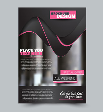 Pink and black flyer vector design template set. Business brochure. Annual report or magazine cover.