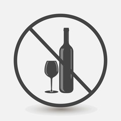 Prohibition drinking alcoholic beverages vector icon. Prohibiting icon of alcohol. Layers grouped for easy editing illustration.