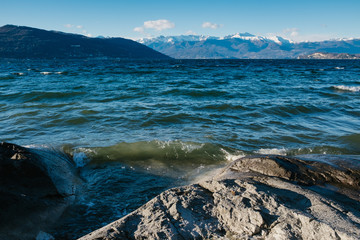 rock, beach in Lake Maggiore, Italy