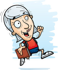 Cartoon Senior Citizen Student Running