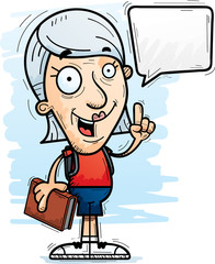 Cartoon Senior Citizen Student Talking