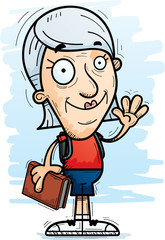 Cartoon Senior Citizen Student Waving