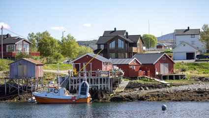 Obraz premium Fishing boat at the harbour in Northern Norway