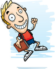 Cartoon Man Student Jumping
