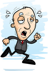 Exhausted Cartoon Senior Businessman