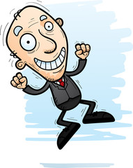 Cartoon Senior Businessman Jumping
