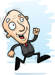 Cartoon Senior Businessman Running