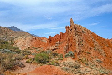 Colorful rock formations in  Fairy tale canyon (Skazka), Kyrgyzstan