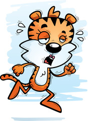 Exhausted Cartoon Female Tiger