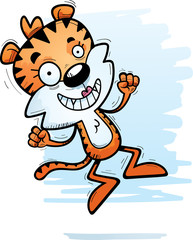 Cartoon Female Tiger Jumping