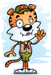 Cartoon Female Tiger Scout Waving