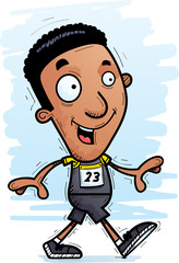 Cartoon Black Track Athlete Walking