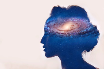 Girl with galaxy in head